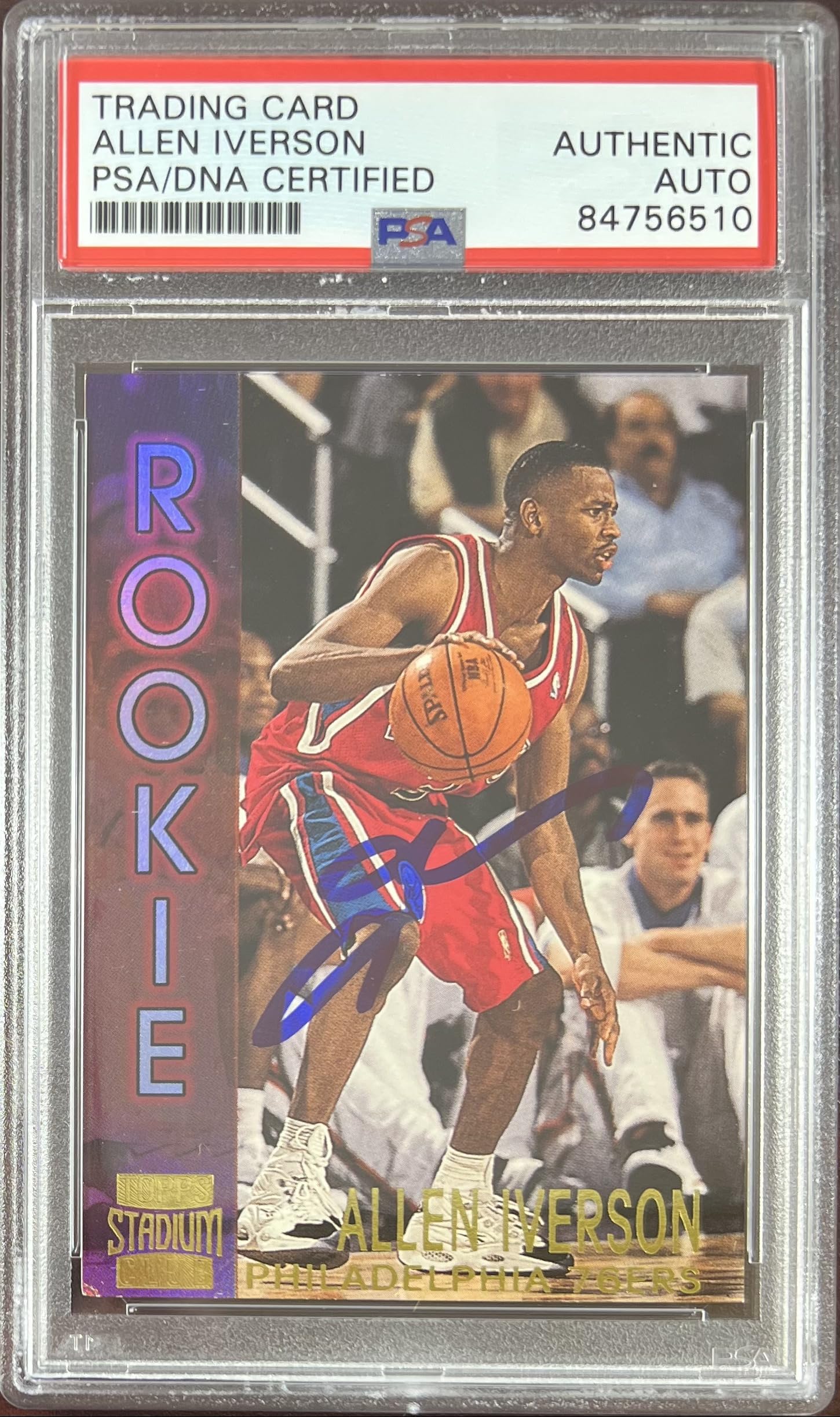 Amazon.com: Allen Iverson auto RC 1997 Topps Stadium Club #R16 
