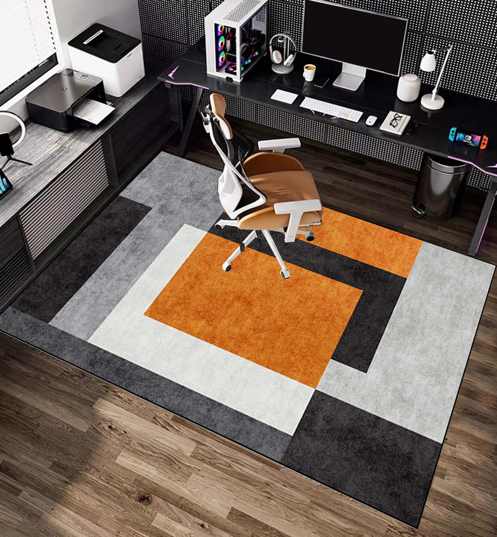 Bodenschutzmatte Bürostuhl Teppich für Hartböden, Schreibtischstuhl Unterlage, Gaming Schutzmatten, Computerstuhl Teppiche, Teppich Bürostuhl geeignet für Laminat, Parkett, Fliesen 80 x 120 cm