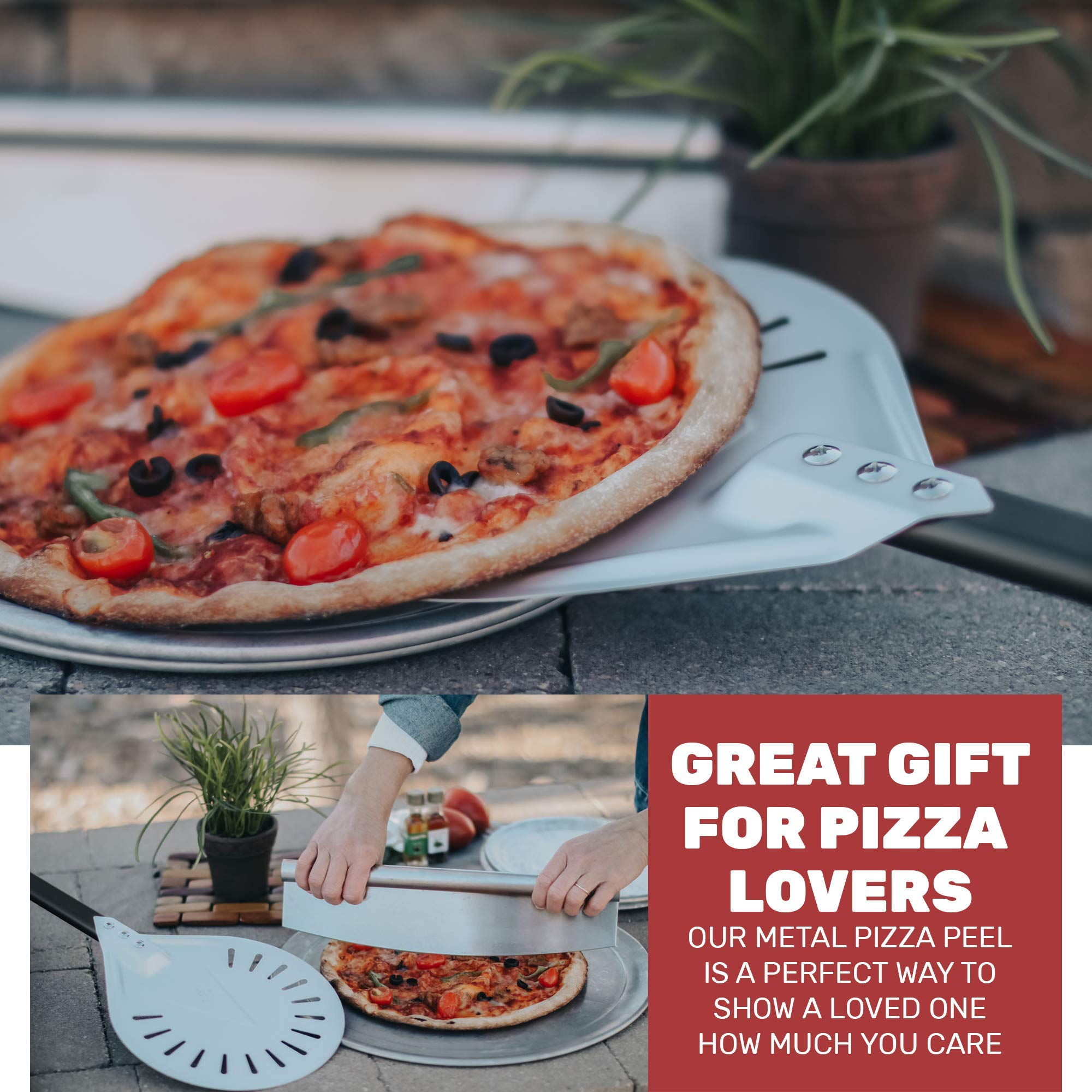 Buy Pizza Turning Peel 9" Round Aluminum Metal Pizza Spinner w/TWO Long Handle (48 & 24 in