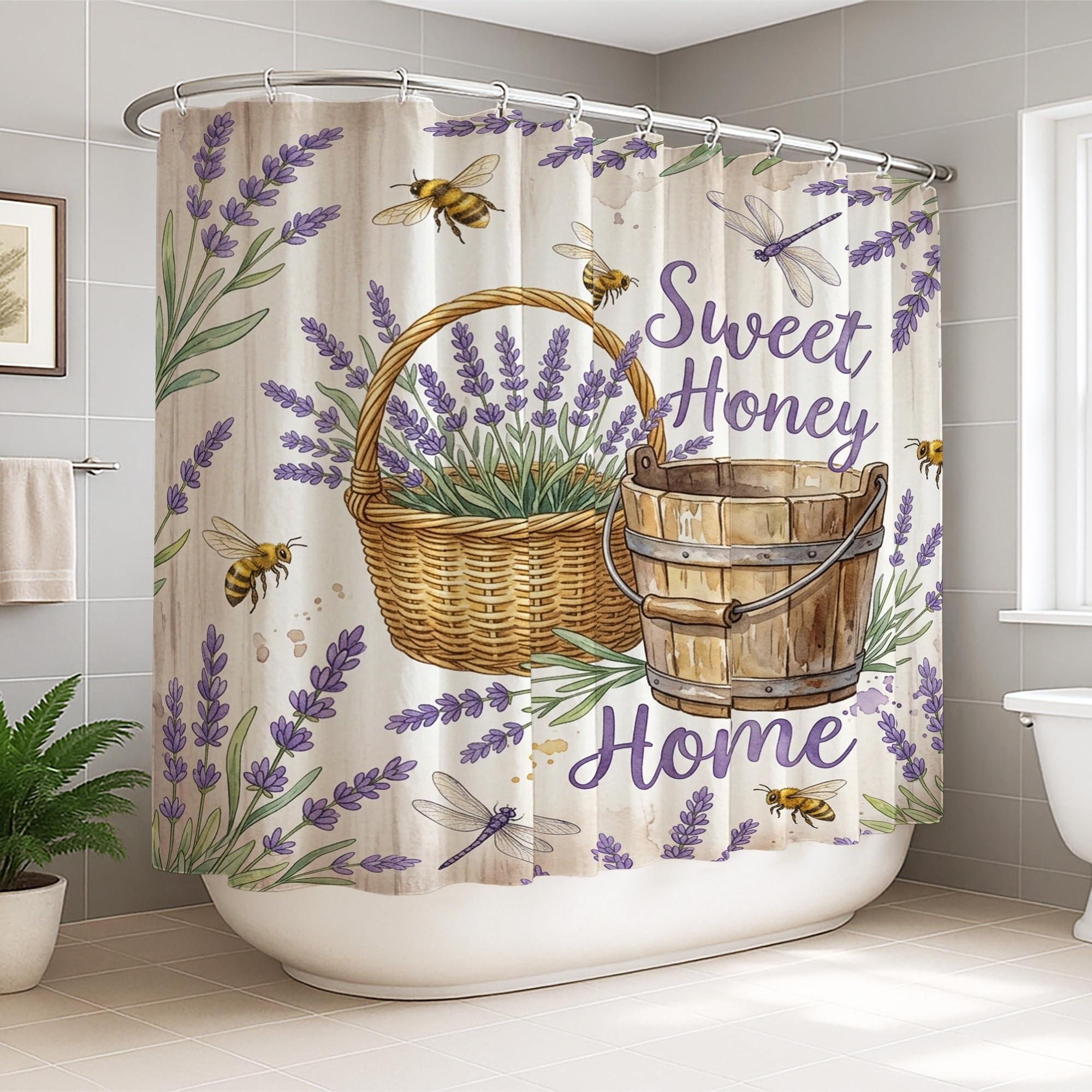 Rideau de douche extra large anti-éclaboussures 274x183 cm lavable en polyester violet