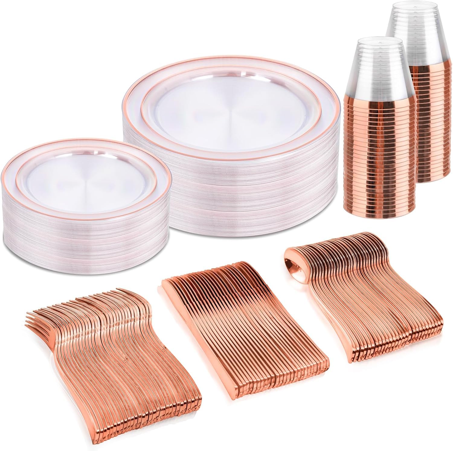 bUCLA 150 Piece Silver Disposable Dinnerware Set -12