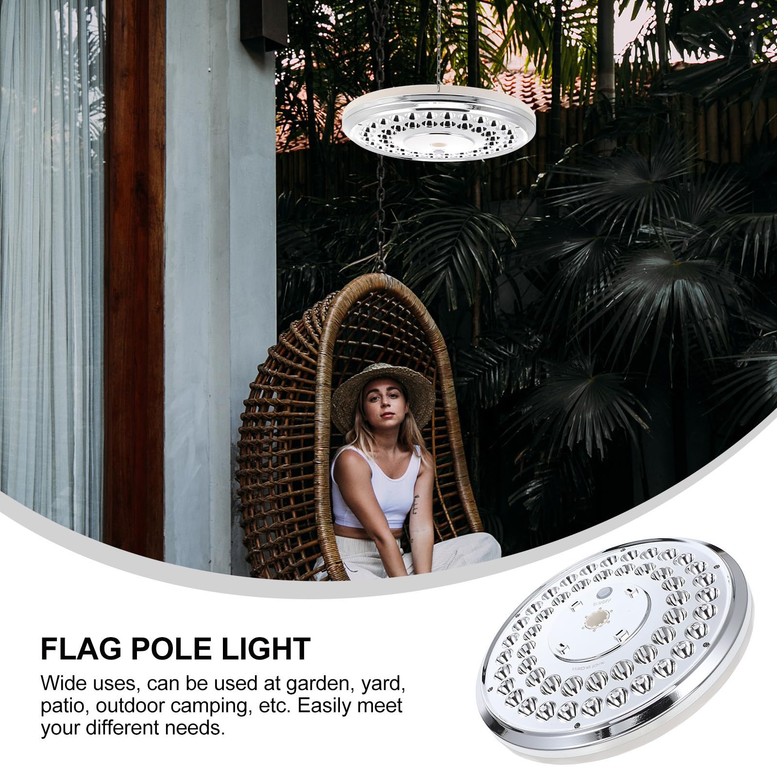 DOITOOL Luce Solare per Pennone 48 LED, Regolazione della Luminosità a 3 Livelli, Materiale Abs Resistente per Illuminazione Esterna in Campeggio e Giardino