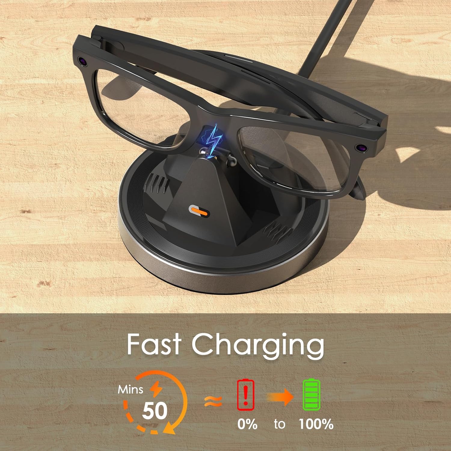 Charging Set for Meta RayBan Glasses - Extended Power Bundle, 3500mAh Charging Case & Compact Charger Station for Wayfarer, Skyler, Headliner & Oakley HSTN (Black & Space Gray)