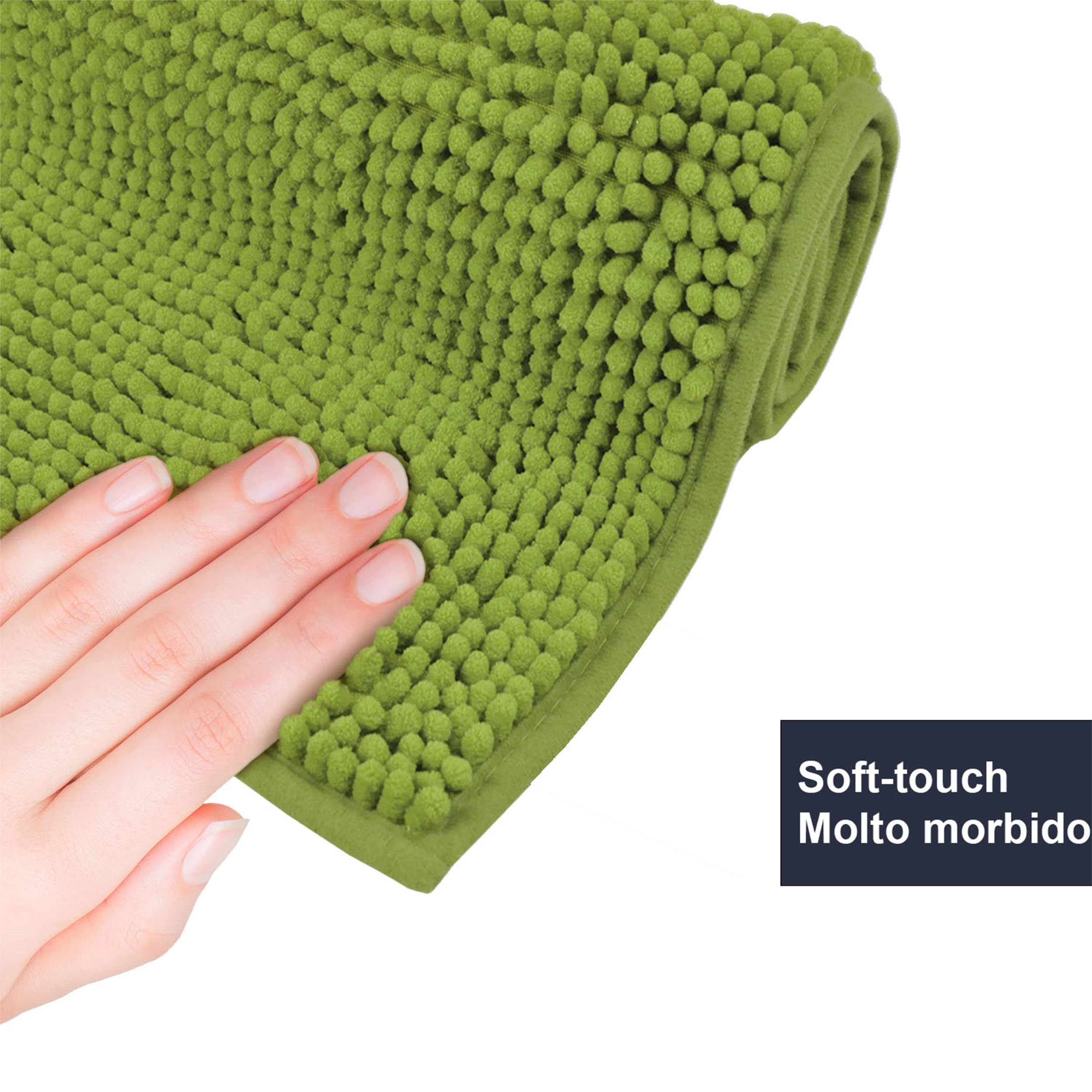 WohnDirect Tappetino da bagno 3 pezzi senza scollatura, antiscivolo e lavabile in lavatrice, senza scollo per WC – Baia