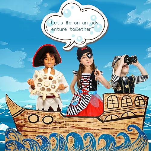 Miniatura 6 de Disfraz de pirata para niñas con espada pirata, sombrero de pirata, parche en el ojo de pirata, bolsa de moneda pirata, monedas de oro