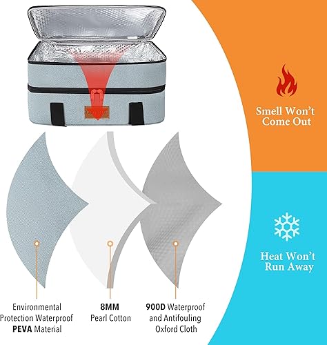 Miniatura 4 de Cazuela aislada de dos pisos para alimentos calientes o fríos, bolsa calentadora de alimentos para fiestas de comida, pícnic, comidas al aire libre