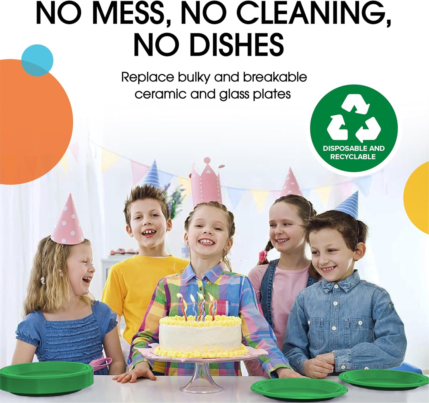 Exquisite Party Solids Green Plastic Plates For Party Supplies 7" Green Disposable Plates Heavy Duty 50 Pcs Plastic Dinnerware Sets Heavy Duty 350 GSM Disposable Dinnerware Set - Image 7