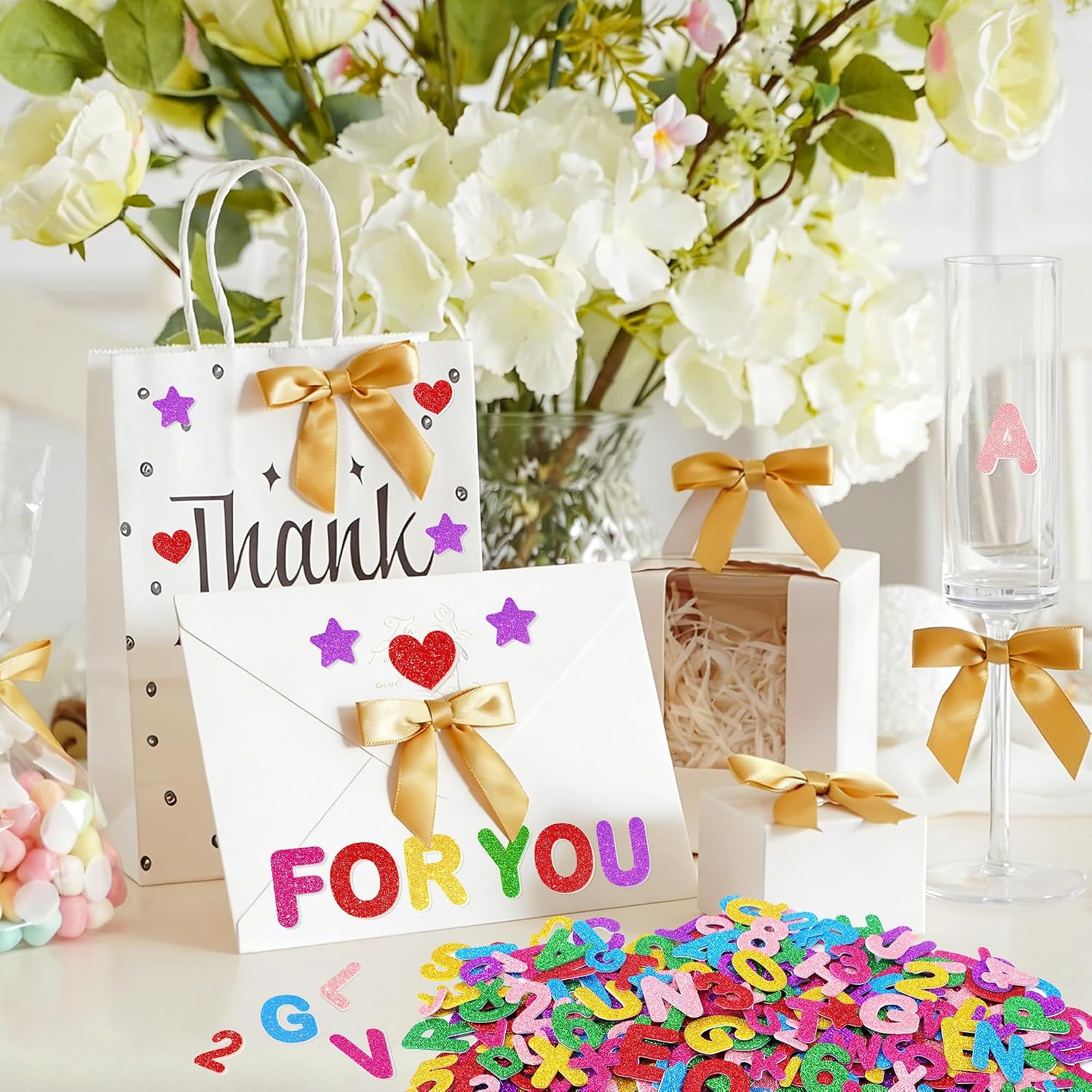 Foam Letter Stickers,7 Sheets 3D Glitter Alphabet and Number Stickers,540 PCS Colorful Heart Star Shape Self-Adhesive EVA Foam Letters for Kids DIY Crafts Scrapbooking Party Supplies Classroom Decor