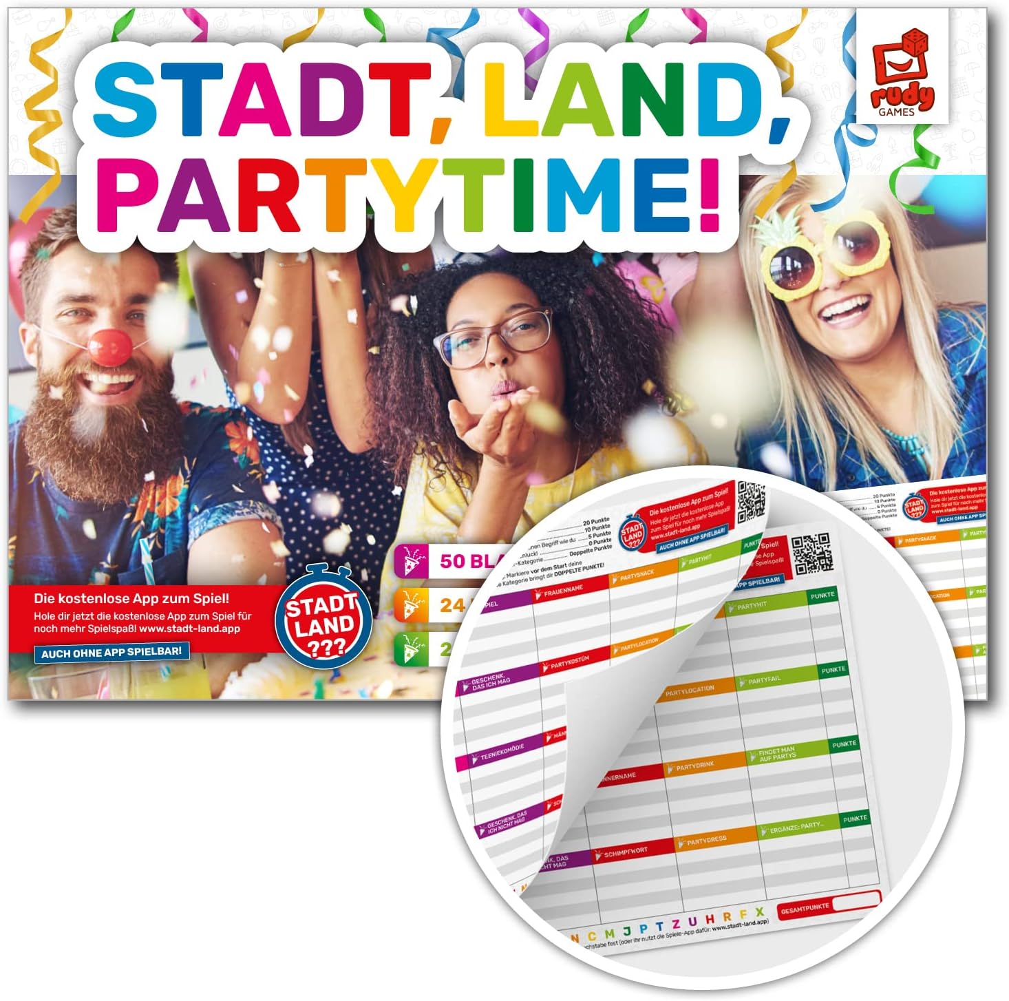 Rudy Games - City, Country, Partytime - City, Country, River Template Block for Children and Families - Party Game | Family Game | Gift