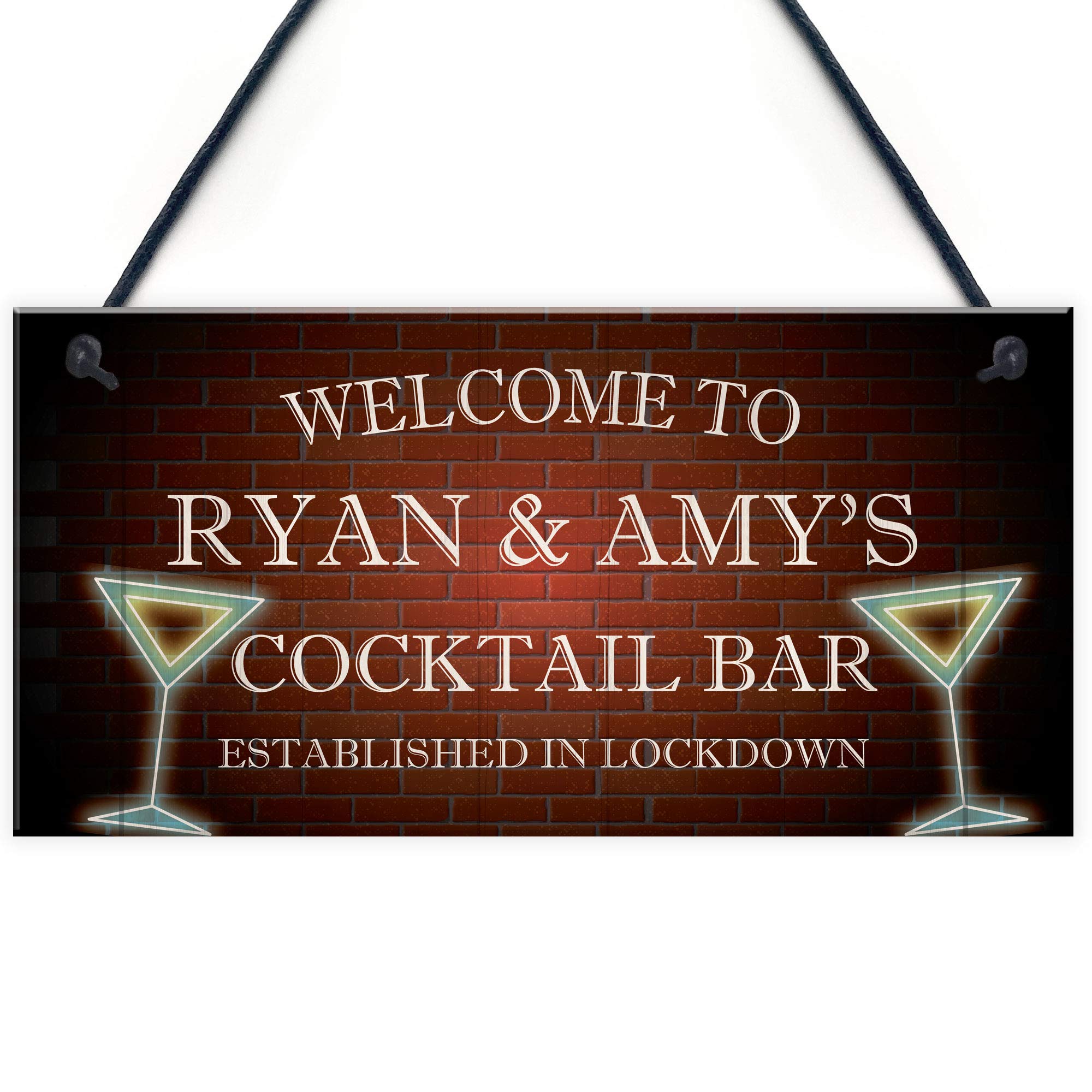 Red Ocean Personalised Novelty Cocktail Bar Sign Corona Lockdown Quaratine Gifts Home Bar Sign Decor