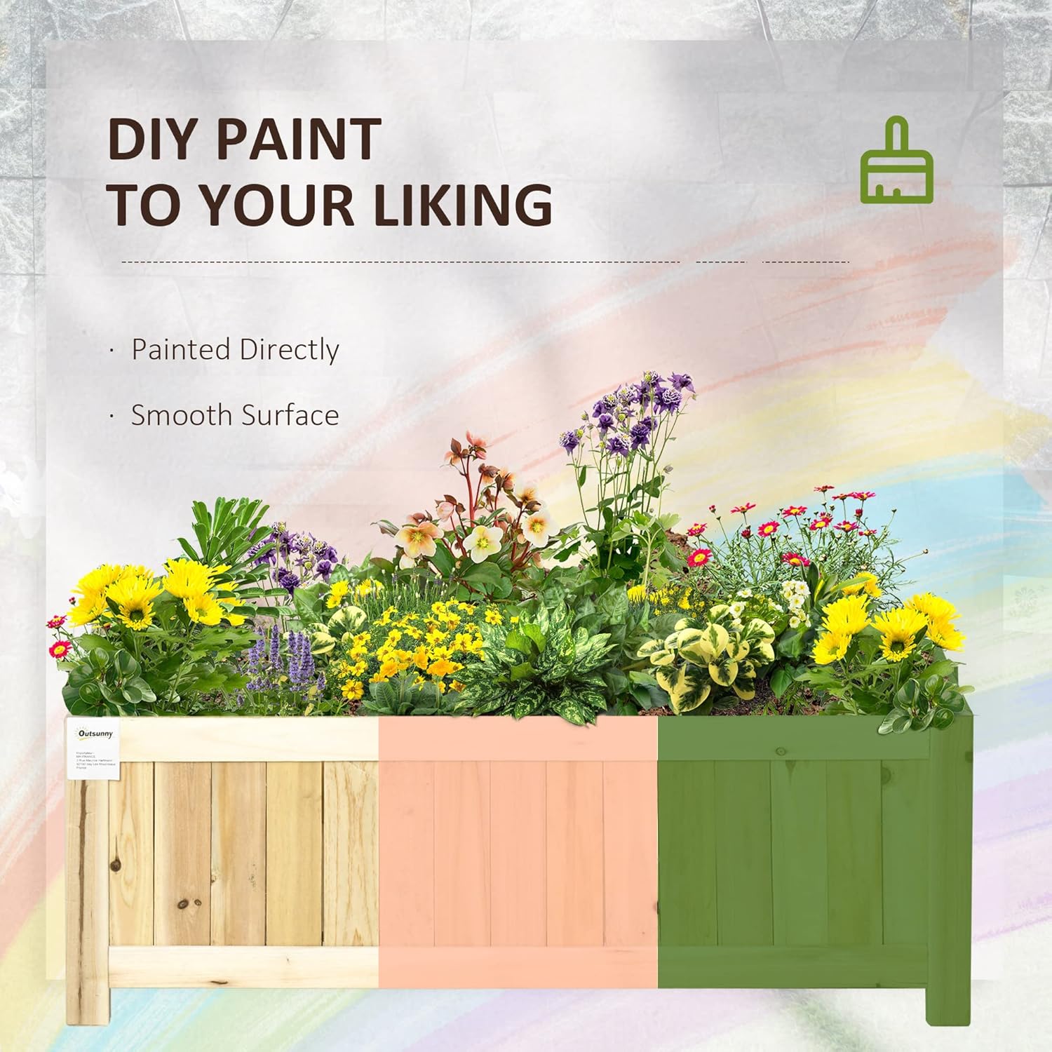Outsunny Foldable Raised Garden Bed, Wooden Planter Box, Herb Garden Planter with Drainage Holes, for Backyard, Patio to Grow Vegetables, Herbs, and Flowers, 28'' x 12'' x 10"