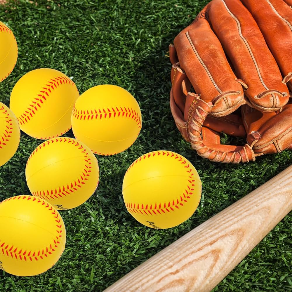 Urspasol Plastic Practice Softball 11 Inch 6 Pack With Mesh Bag 26 Holes With Highly Bounce High Visibility For Batting Practice Or Backyard Baseball Play Yellow