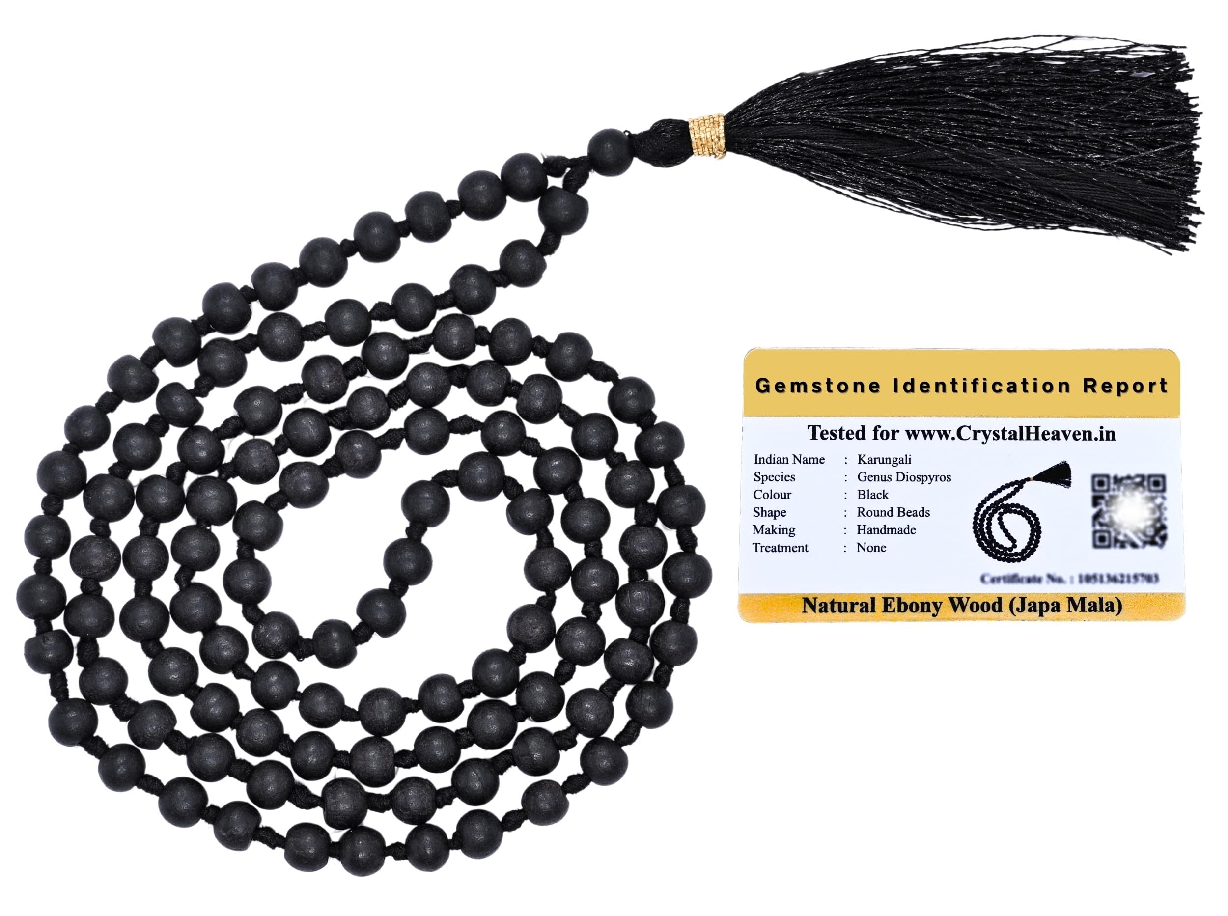 Certified Karungali Malai Original - Black Ebony Wood Mala - Original and Natural Karukali Malai for Men Women Pooja Supplies (108 Mala for Jaap) (6mm, Black - Knotted) (B0D76VJWSY) Amazon Price History, Amazon Price Tracker