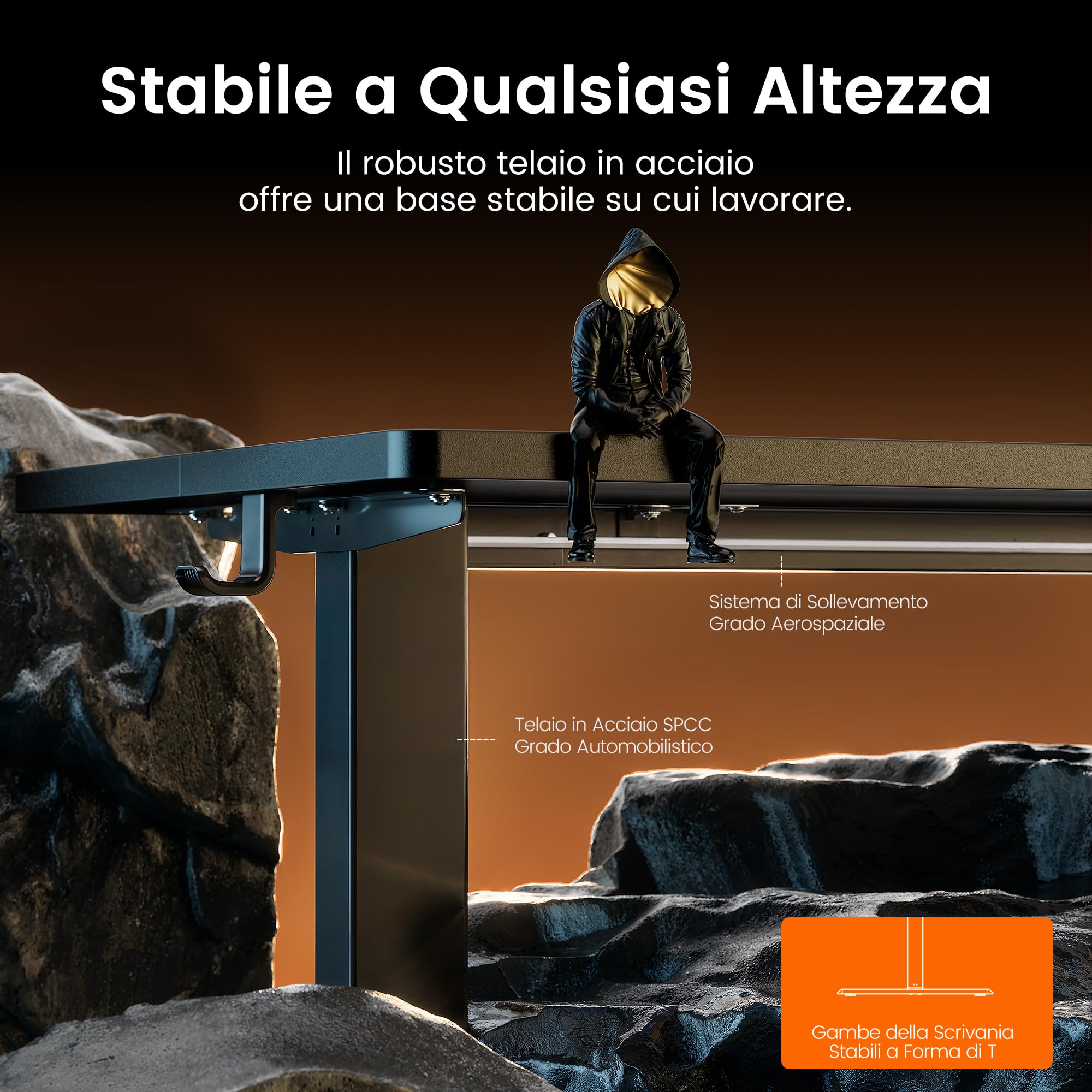 ErGear Scrivania Regolabile in Altezza, Scrivania Regolabile da Stazione in Piedi con Pannello Smart a 4 Memorie e Tavola Splice (160 x 80 cm, Nero)