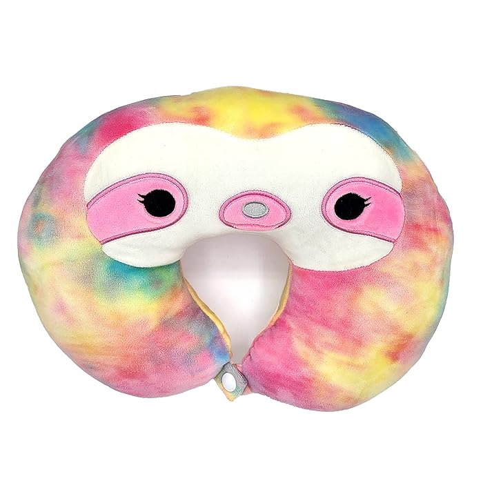 Buy Official KellyToy Squishmallow 12inch Neck Travel Pillow (Gretchen The Tie Dyed Sloth