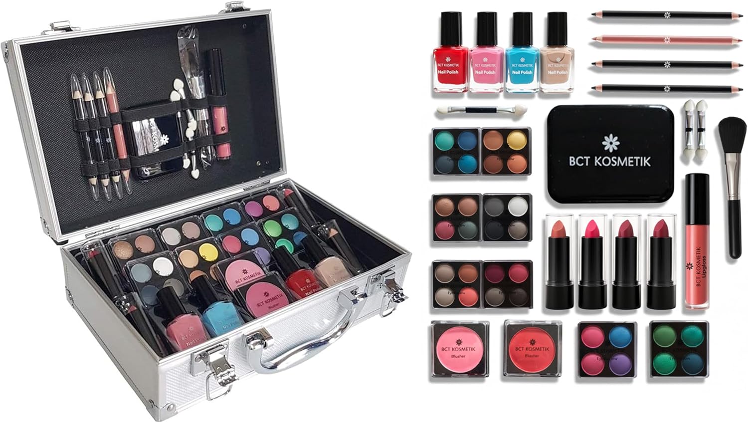 BCT-Kosmetik 52 Makeup Set with Travel Vanity Box Set Professional Carry & Storage Train Case Beauty Makeup Cosmetic & Tools for Gift Travel Make Up Carry Box Christmas 81YYa03YcSL. AC SL1500