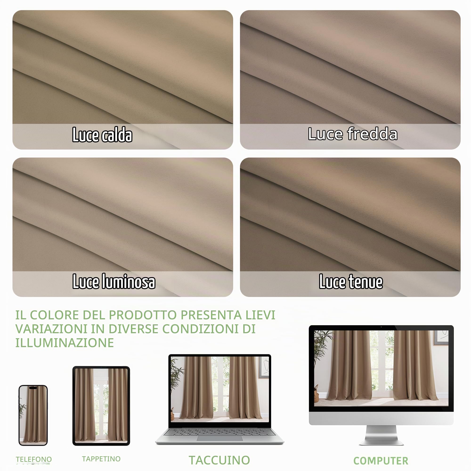KGORGE Tende Oscuranti per Interni 1 Pezzo L 300 x A 240 CM Tenda Camera da Letto Moderna Termica con Fettuccia Divisoria Soggiorno Curtain, Moca