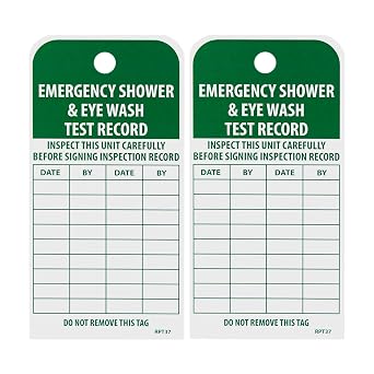 NMC RPT37 Emergency Shower & Eye WASH Test Record Tag