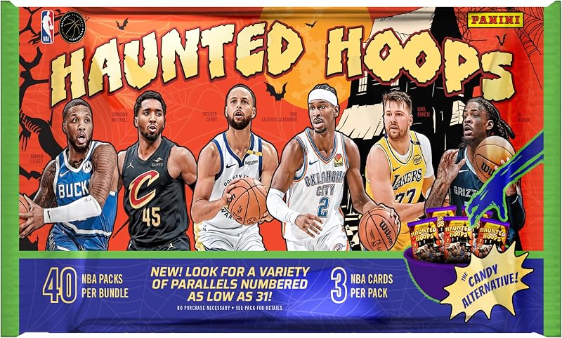 Panini Haunted Hoops Paquetes de golosinas de Halloween – Tarjetas coleccionables oficiales de Halloween de la NBA – Edición limitada espeluznante – Ideal para coleccionistas y personas que hacen truco o trato