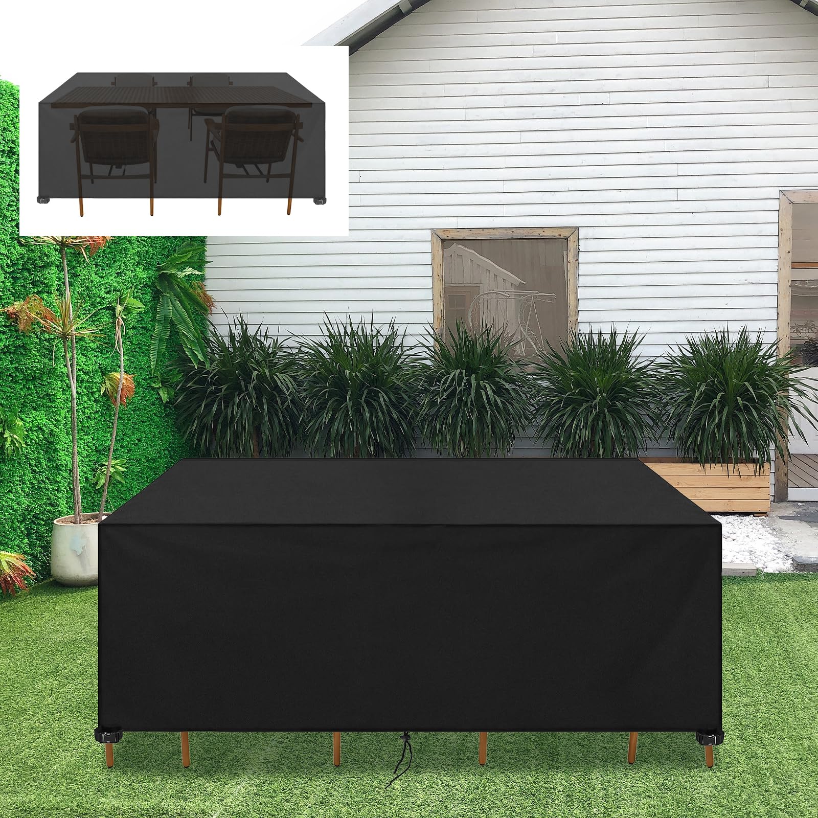 Copertura Tavolo Esterno Impermeabile - 240x90x70cm/LxWxH - Rettangolare Resistente allo Strappo Tessuto Oxford 420D Antivento Anti-UV Copertura Tavolo Esterno, Telo Copri Mobile