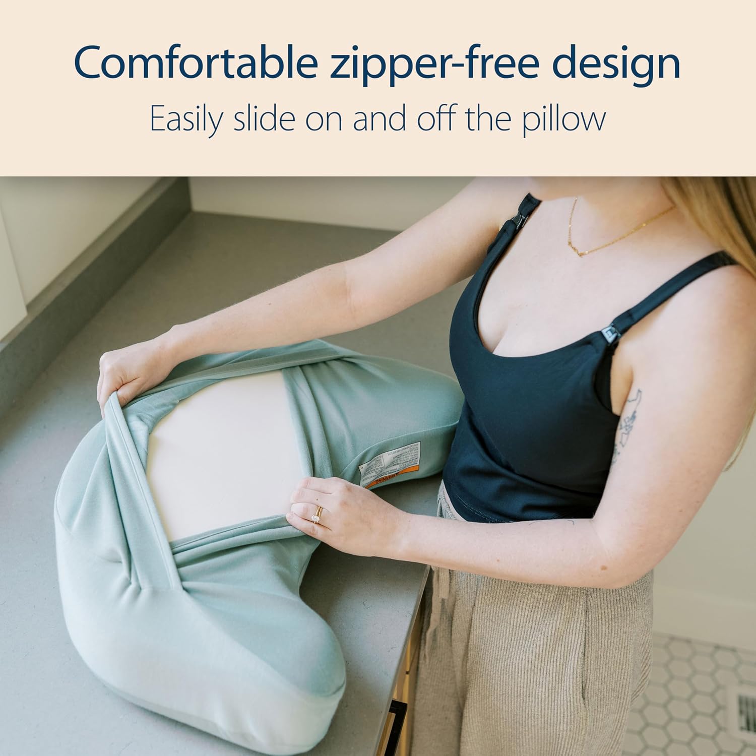 Dr. Brown's Bottle Feeding and Nursing Lap Support Pillow Cover, Soft Brushed Fabric, Storm Green