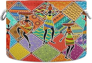 visesunny Storage Basket Dancing African Woman Colorful Patchwork Nurser...