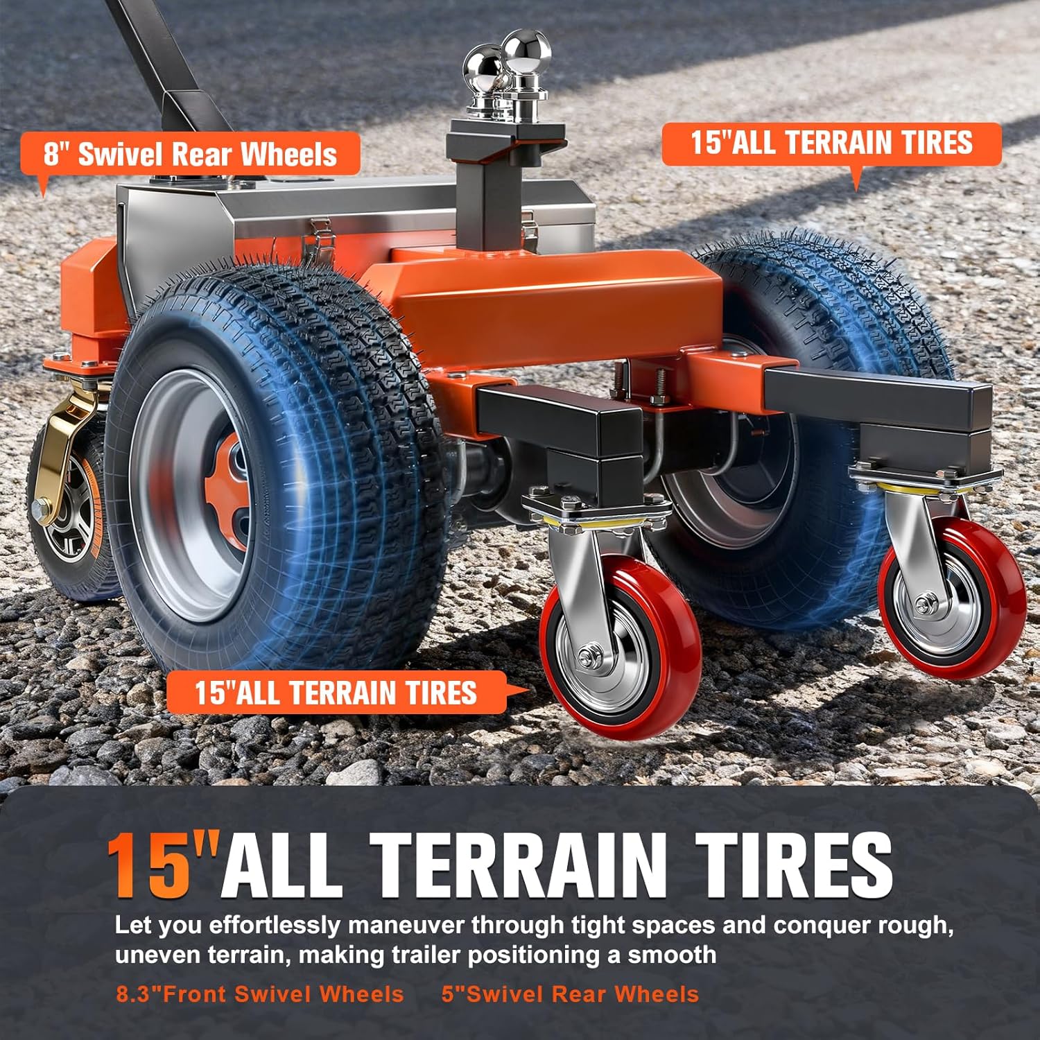 Electric Trailer Dolly Super-Duty with 6Wheel, 7500lbs Max All-Terrain Wheels Electric Trailer Dolly, Adjustable Speed, Reverse/Drive/Brake Switch, 2"/4"Ball Hitch Mount for RVs, Car Trailers, Campers