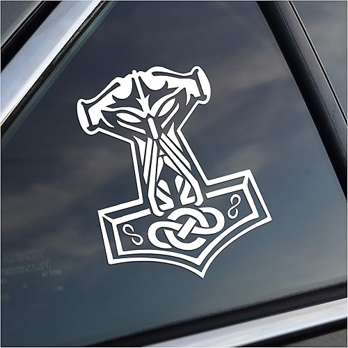 Thor Mjolnir God of Thunder - Vinilo adhesivo nórdico blanco