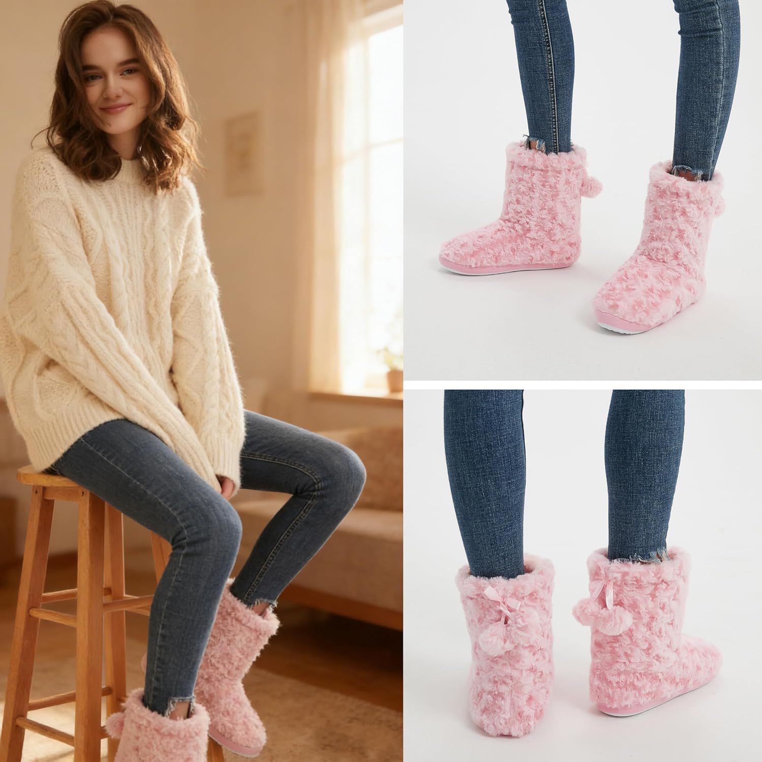 Home Slipper Women's Soft Fleece Plush Warm Indoor House Slipper Boots Shoes - Image 7