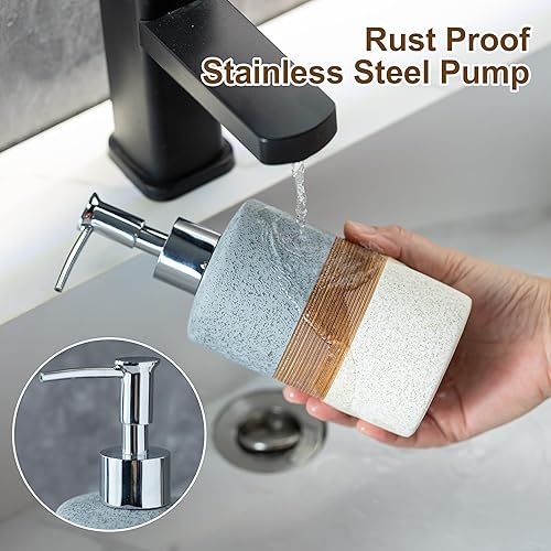 Miniatura 4 de Juego de dispensador de jabón de cerámica (paquete de 2)  Dispensador de jabón de manos, jabón para platos, champú y jabón de ducha para baño y