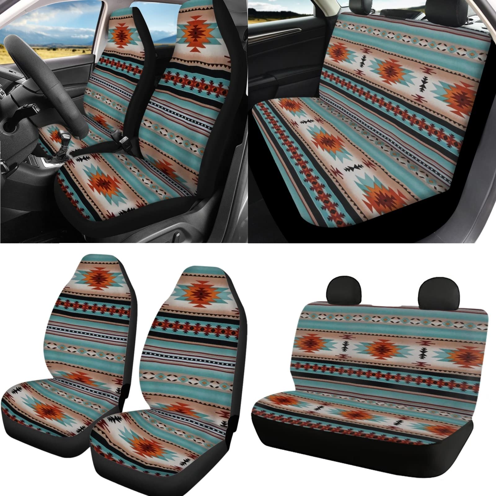 WELLFLYHOM Western Aztec Car Seat Cover For Back Seat Universal Fit ...