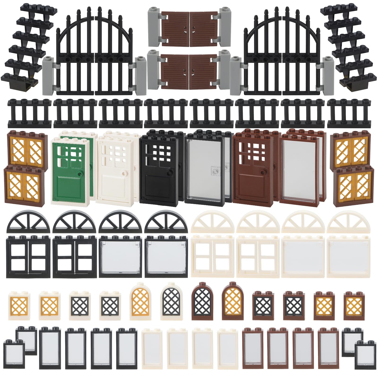 158 Pieces Classic Windows Doors Stairs Set House Bulk Pack MOC Parts Farm