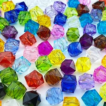Jmassyang 300 Pieces 8mm Acrylic Faceted Cube Beads Colorful Square with Hole Plastic Loose Spacer Bead for DIY Wind Chimes Suncatcher Necklaces Bracelets Earrings Jewelry MakingMixed Colors