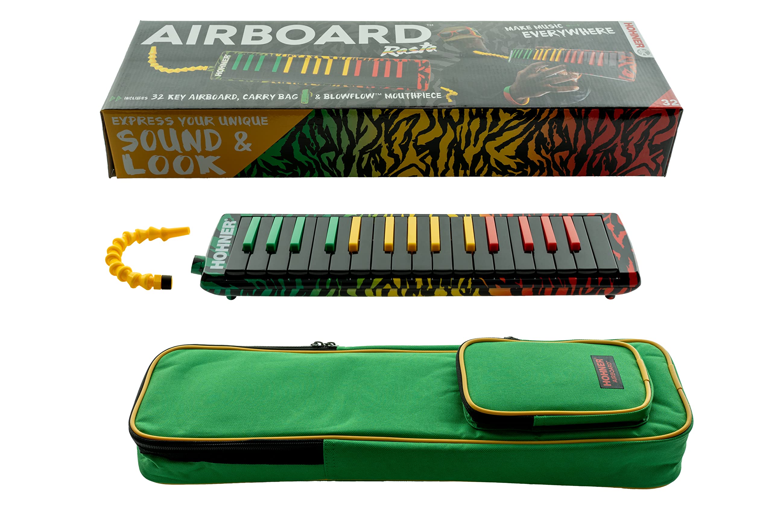 HOHNER AirBoard, Rasta 32, bocchino Blow Flow, custodia morbida