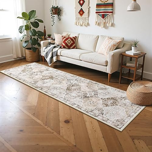 Miniatura 7 de Ileading Alfombra lavable de 2 x 8 pies, antideslizante, vintage, para pasillos, alfombra de lana sintética, alfombra de entrada de pelo bajo,