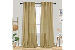 Mrs.Naturall Light Brown Burlap Curtains 84" Long for Living Room