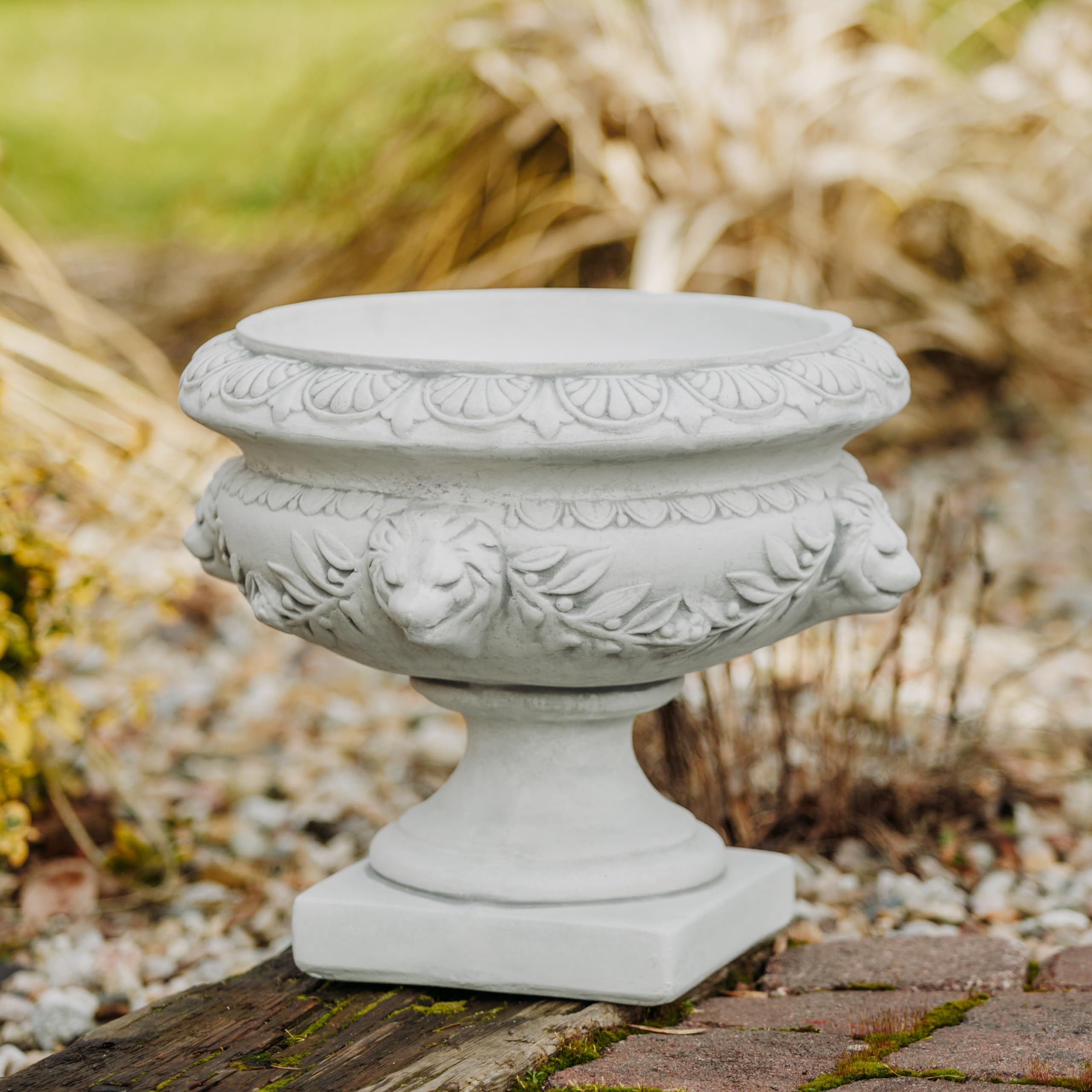 gartendekoparadies.de Doniczka na rośliny w stylu barokowym, z odlewu kamiennego, wys. 35 cm, 10 litrów, 27 kg, szara, odporna na mróz do użytku na zewnątrz
