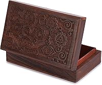Vista 20 de Ajuny Handcrafted Decorative Wooden Jewelry Box Elephant Embossed Design Hand carved Solid Multipurpose Keepsake Storage Travel Organizer Treasure