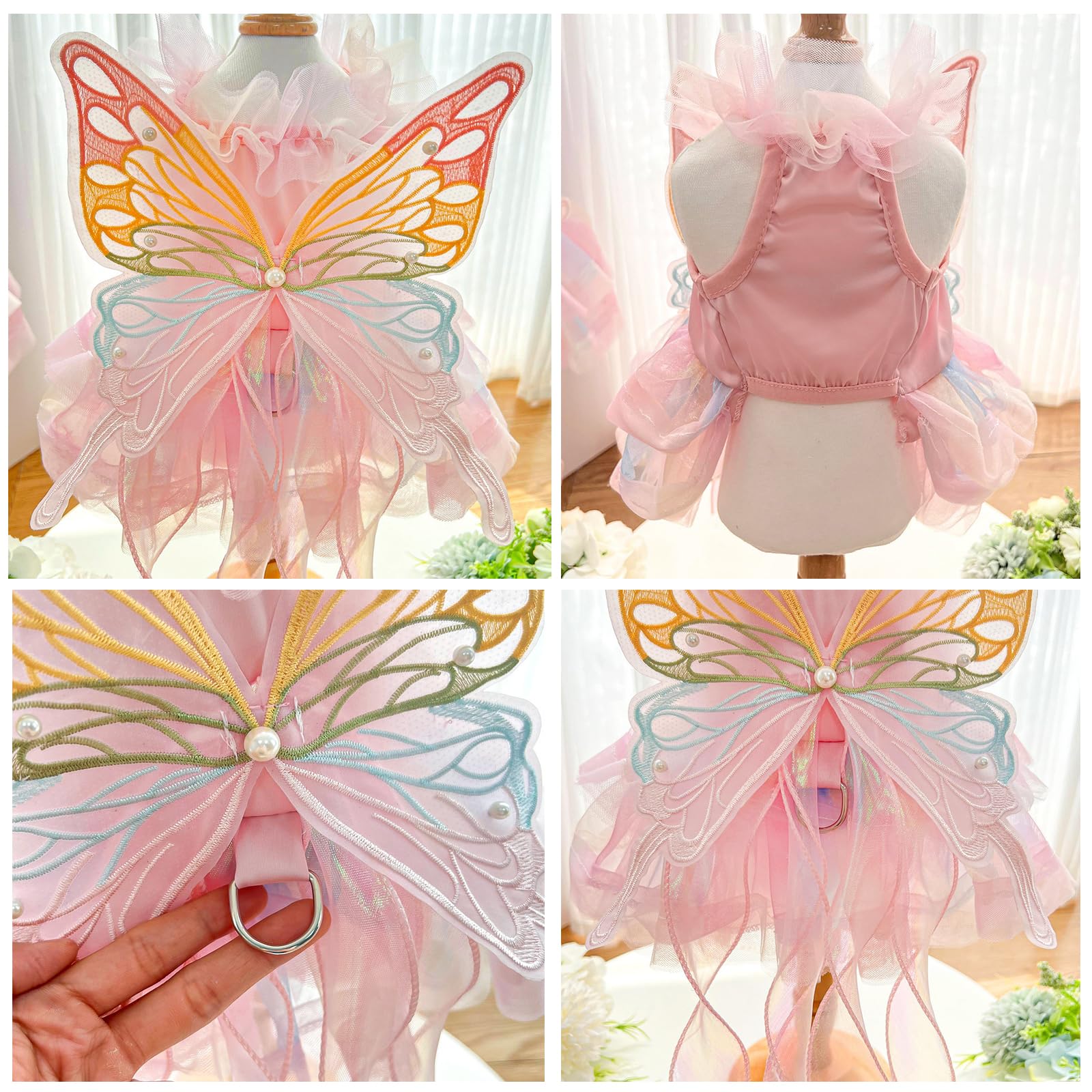 Abito da principessa per cani, abito da sposa con gonna tutù multistrato, rosa, XXXL