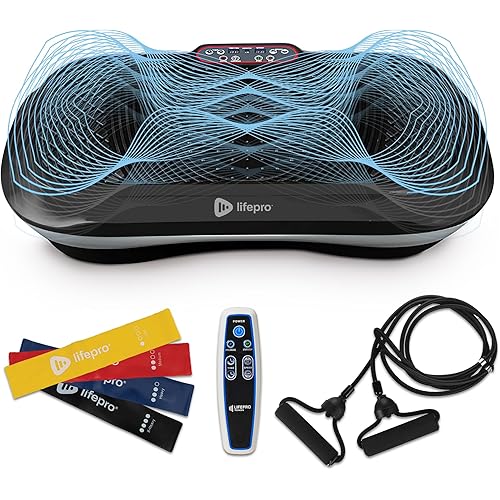 Lifepro Waver Vibration Plate Exercise Machine – High-Intensity Vibration for Muscle Activation, Full-Body Workout Vibrating Platform with Loop Bands, Fitness Equipment for Strength Toning & Fat Loss