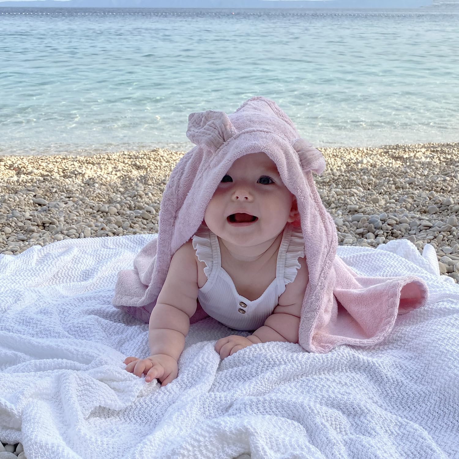 MAYLILY - Bambus Baby Handtuch Bunny – Kapuzenhandtuch für Neugeborene - Badetuch - Baby Handtuch mit Kapuze - Geschenk zur Erstausstattung - Baby Handtücher - Bademantel Baby - (beige)