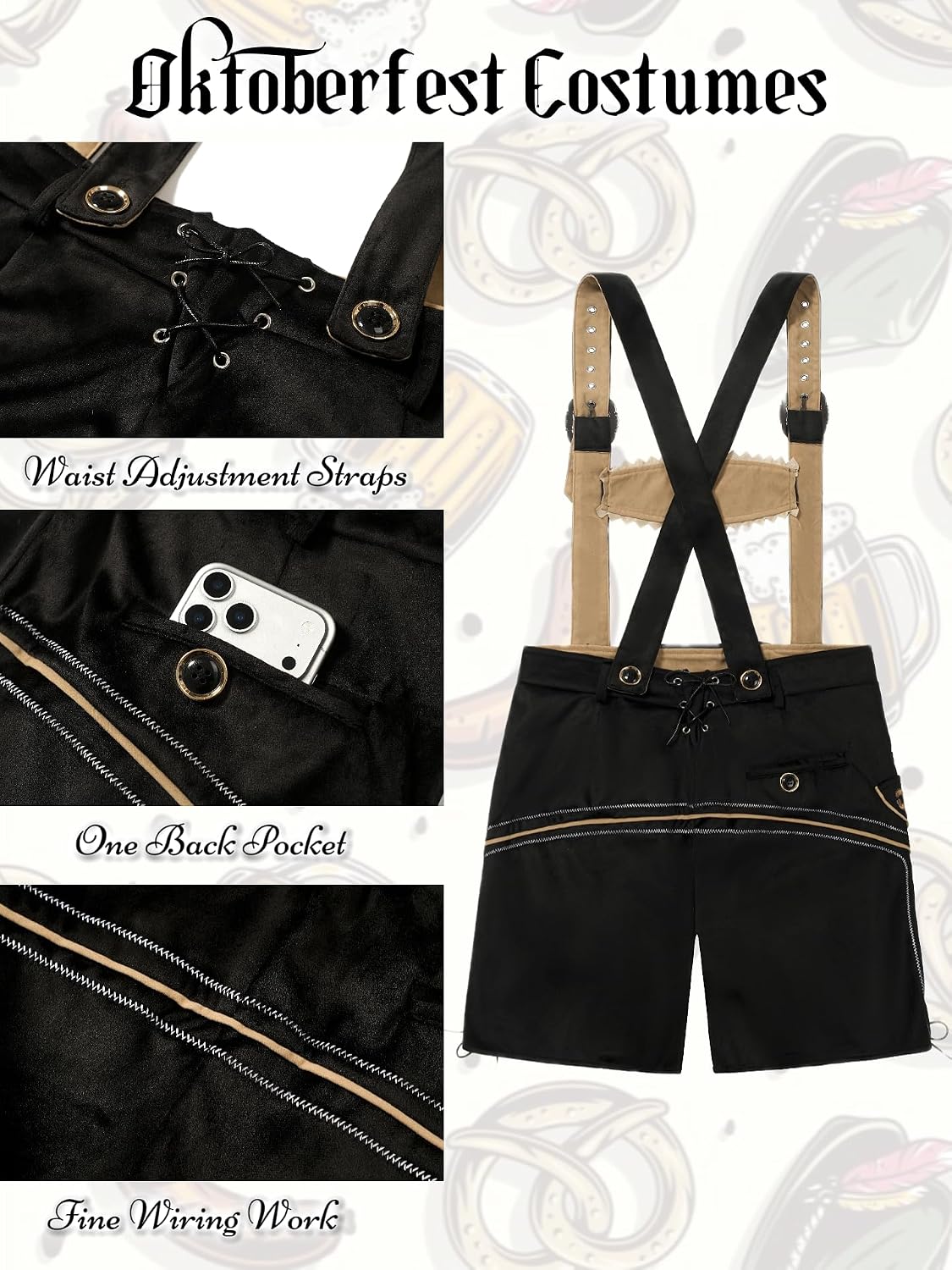 Oktoberfest Outfits Men,German Bavarian Lederhosen costume,Oktoberfest Traditional Costumes,Beer Festival Costume