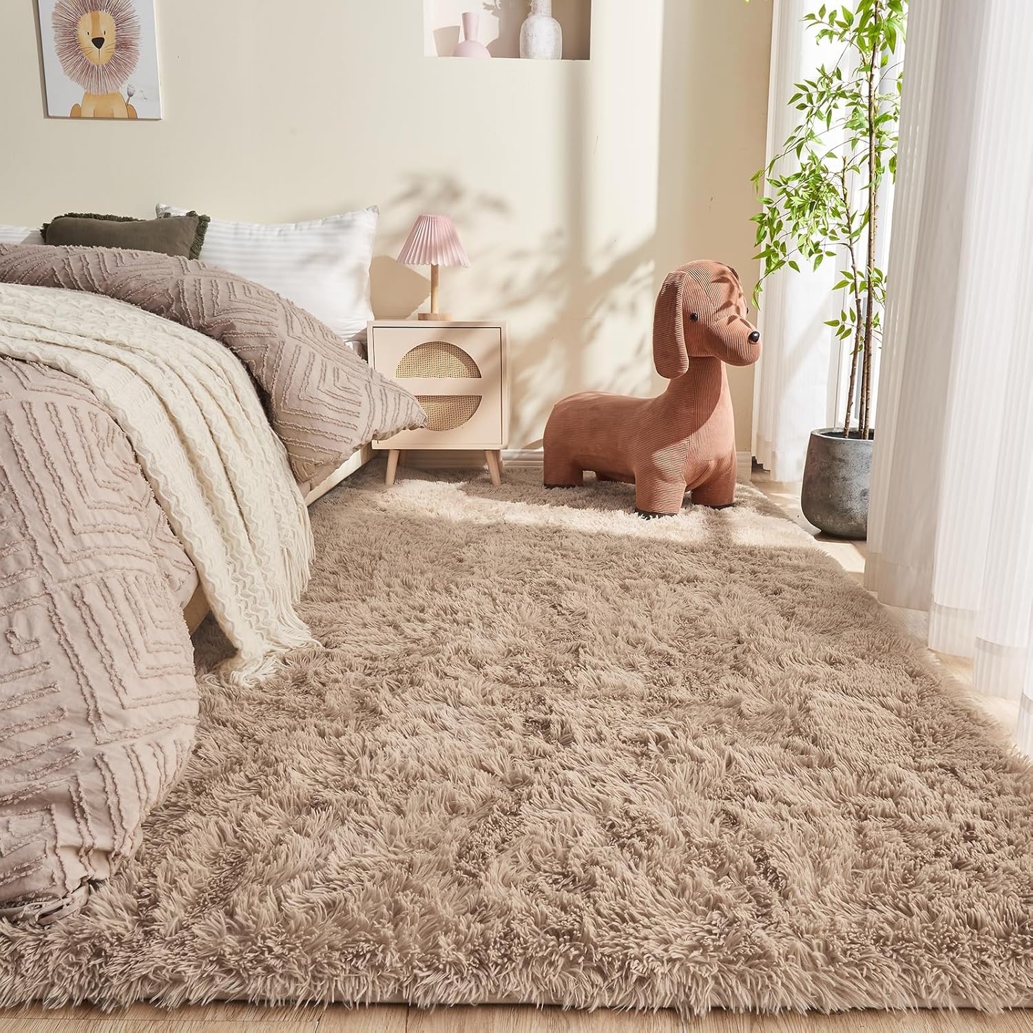 beige shag rug 9x12 plush microfiber view