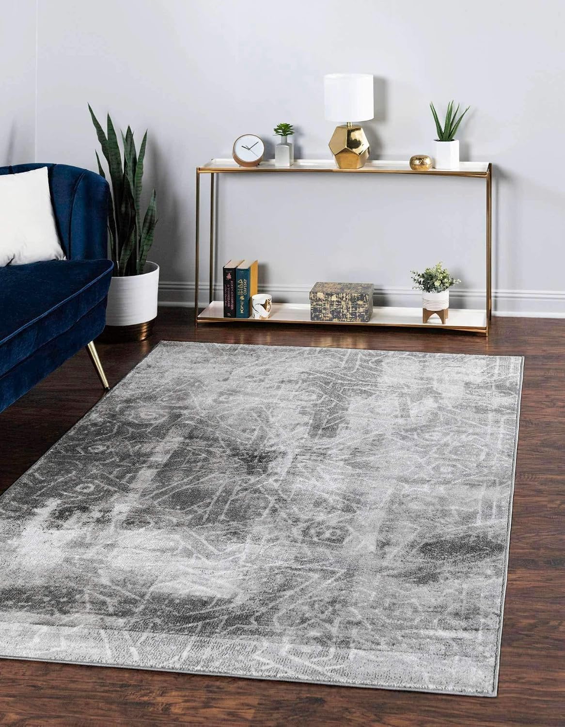 Unique Loom Sofia Collection Area Rug - Rainier (7' 1" x 10' Rectangle, Dark Gray/ Gray)