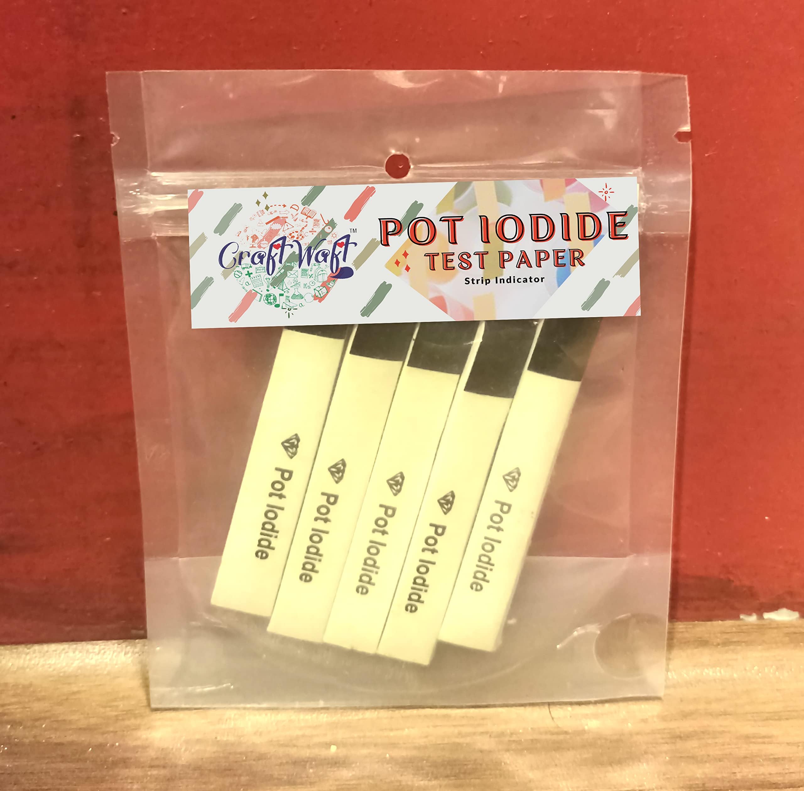 CRAFTWAFT Potassium Iodide Test Paper [Vial of 100 Strips] for Lab Tests