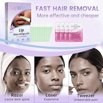 Lip upper Wax Strips Facial Wax Strips Mouth hair removal 20pcs 4 Calming Oil Wipes eyebrow waxing wax Depilatory tape for eyebrows Facial (Lip)