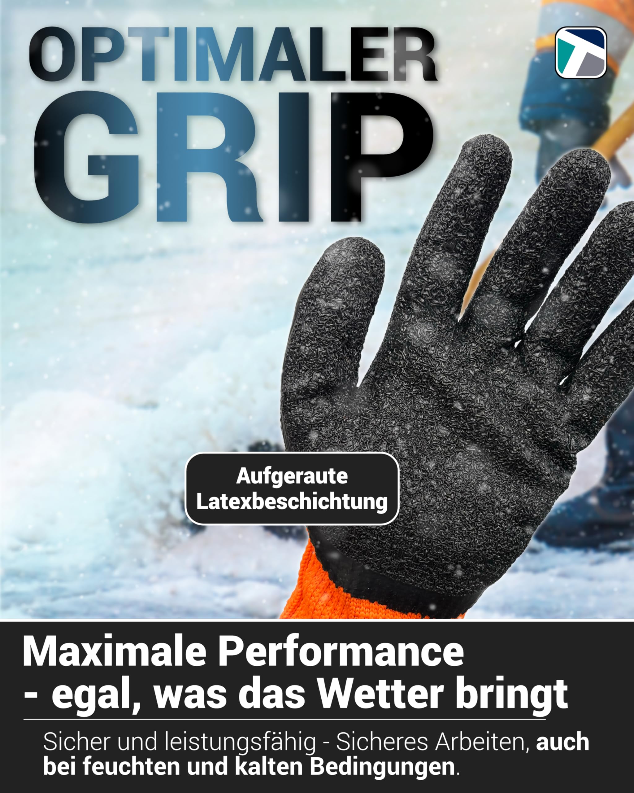 Trevendo Gants d'hiver 24 paires - gants isolants avec revêtement en latex - protection contre le froid - gants de sécurité - gants de travail - temps froid - utilisation polyvalente - taille 9