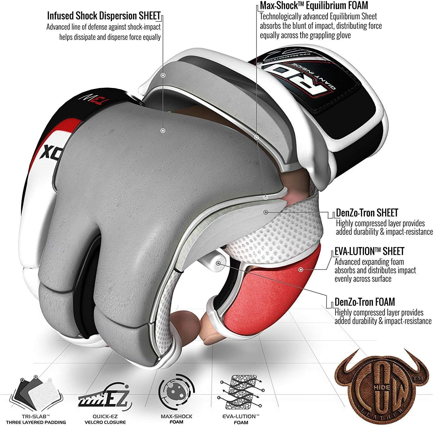 RDX MMA Gloves for Martial Arts Training and Sparring, Cowhide Leather Mitts for Grappling, Kickboxing, Muay Thai, Punching Bag & Cage Fighting : Sports & Outdoors