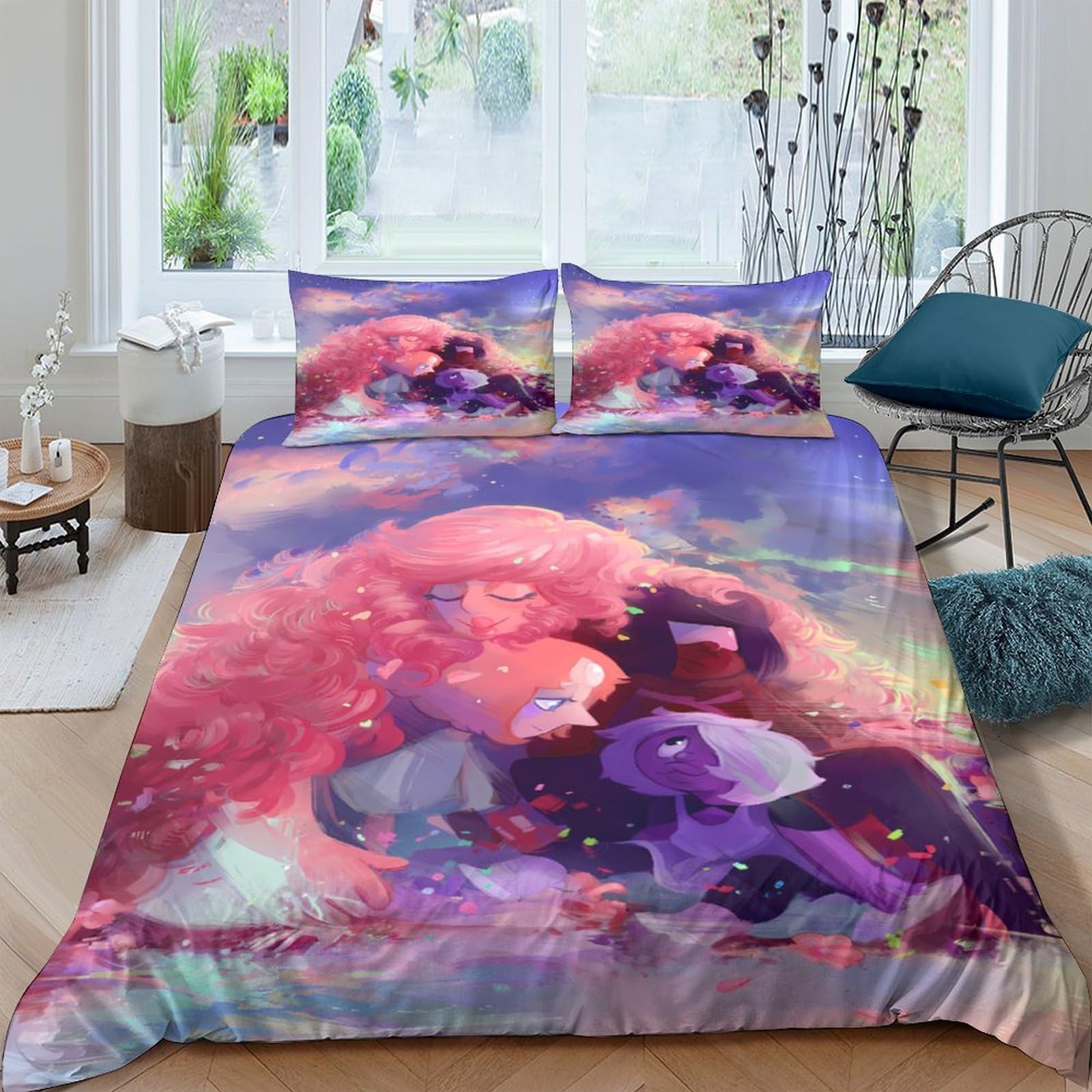 Ctjqhvkz Style-3 3D Printed Fantasy Dreamland Fitted Sheet Microfiber Soft Breathable Anime Lovers Mattress Cover For Bedroom Dorm Decor Single（135X200cm）