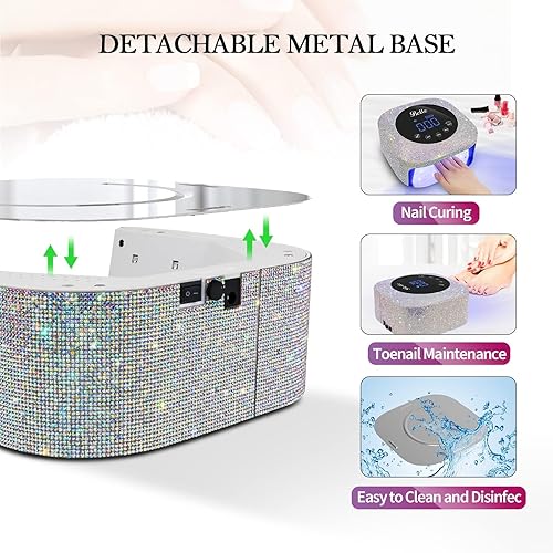 Miniatura 6 de Belle Lámpara de uñas LED UV inalámbrica, secadora de gel de pantalla grande de 54 W con control táctil y temporizador de sensor, lámpara recargable